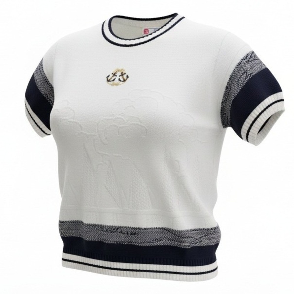 Vintage Isle of Cotton Sweater Ladies Size L USA‎ Beige Nautical Anchor Knit